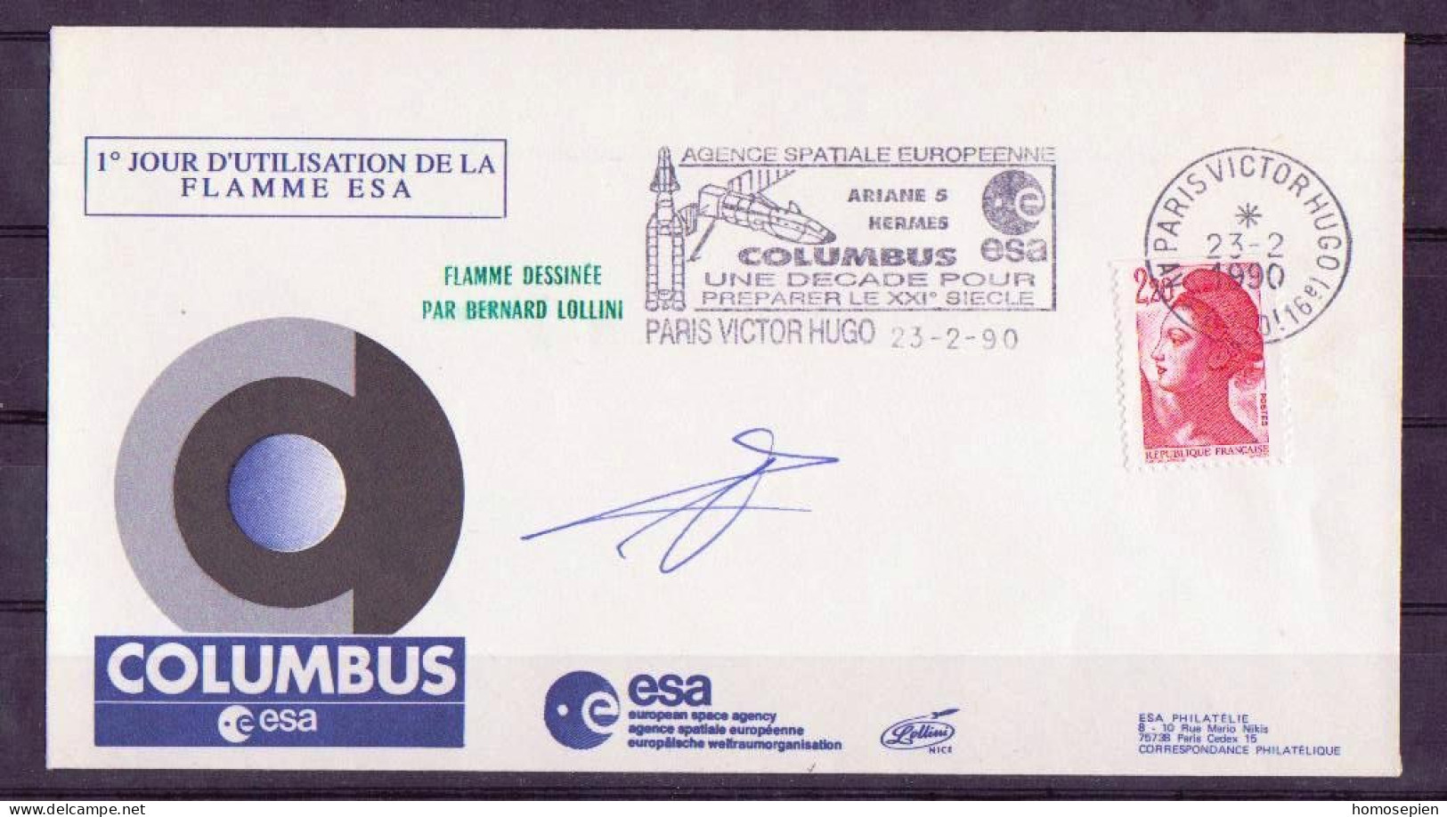 France - Frankreich LTC 1990 02 23 Y&T N°2376 - Michel N°BFS2510 - 1er Jour De La Flamme Colombus à Paris - Cartas & Documentos