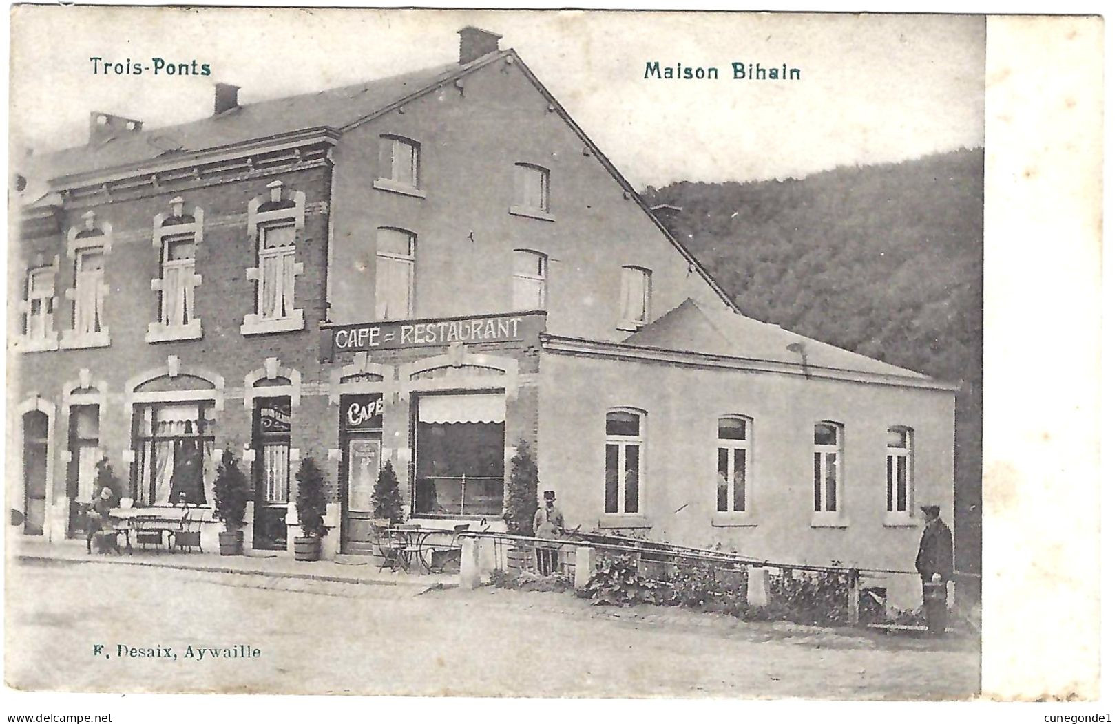 CPA TROIS PONTS : Maison / Café Restaurant BIHAIN - Animée - Circulée En 1910 - Edit. F. Desaix, Aywaille - 2 Scans - Trois-Ponts