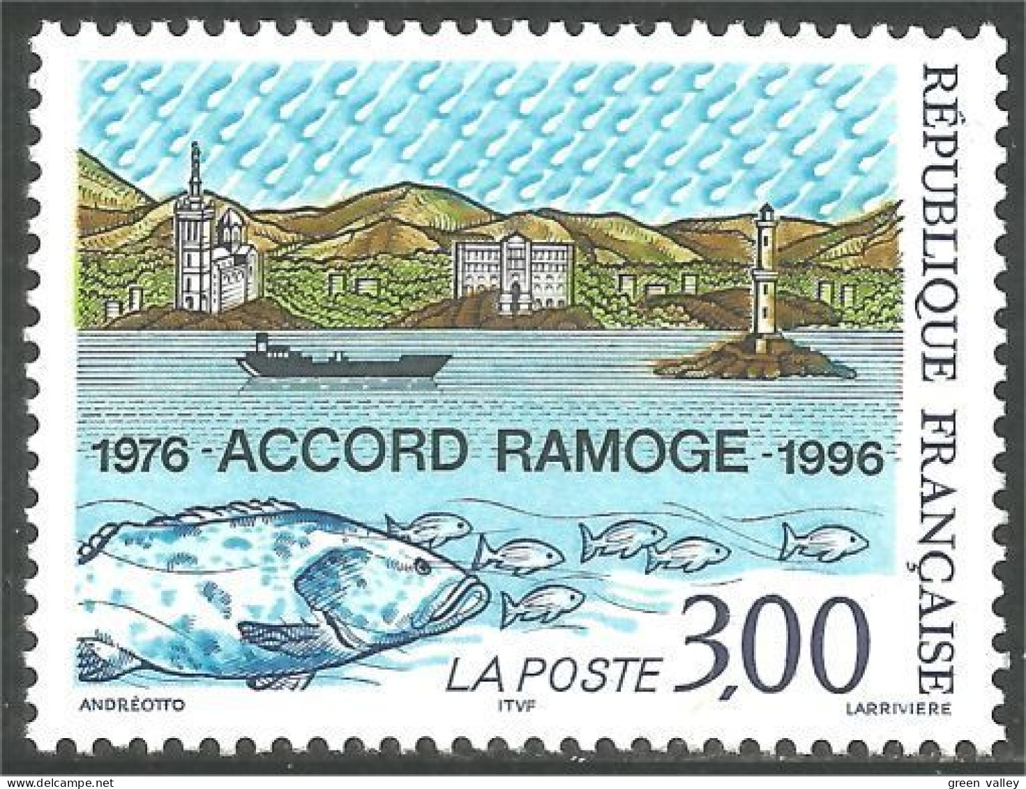 360 France Yv 3003 Accord RAMOGE Bateau Boat Ship Schiff MNH ** Neuf SC (3003-1a) - Ships