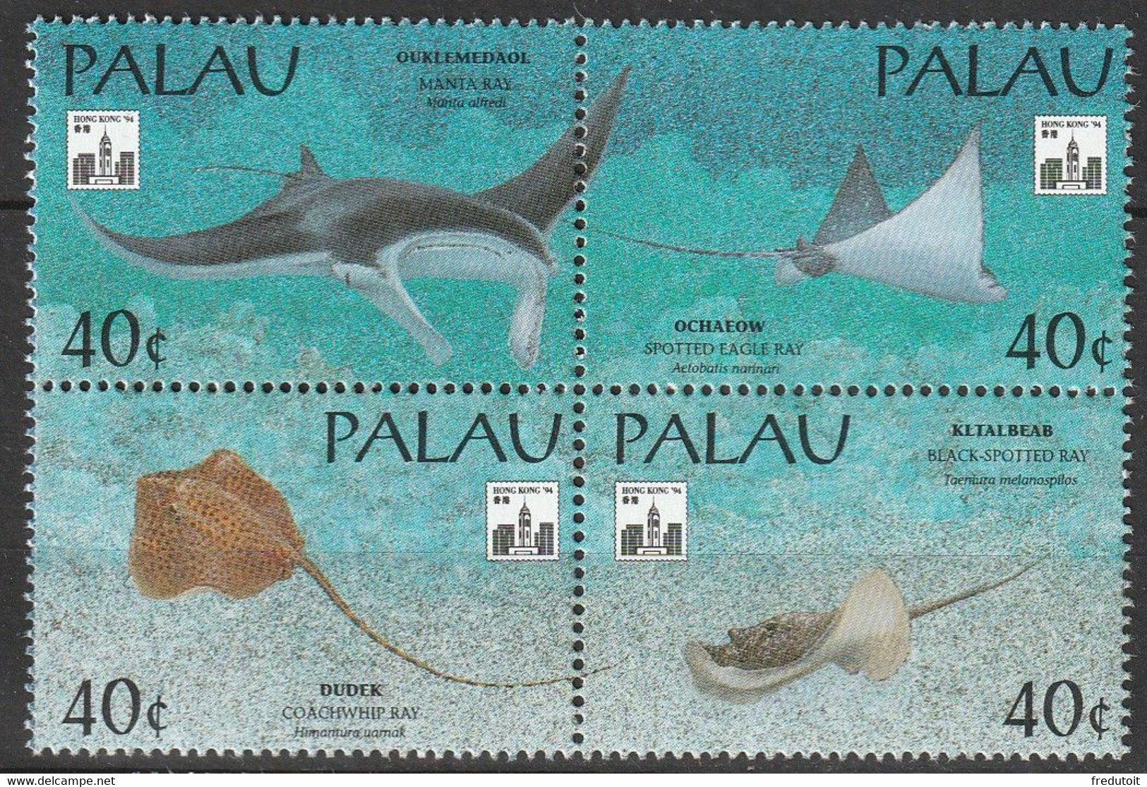 PALAU - N°614/7 ** (1994) Faune Marine : Raies - Palau