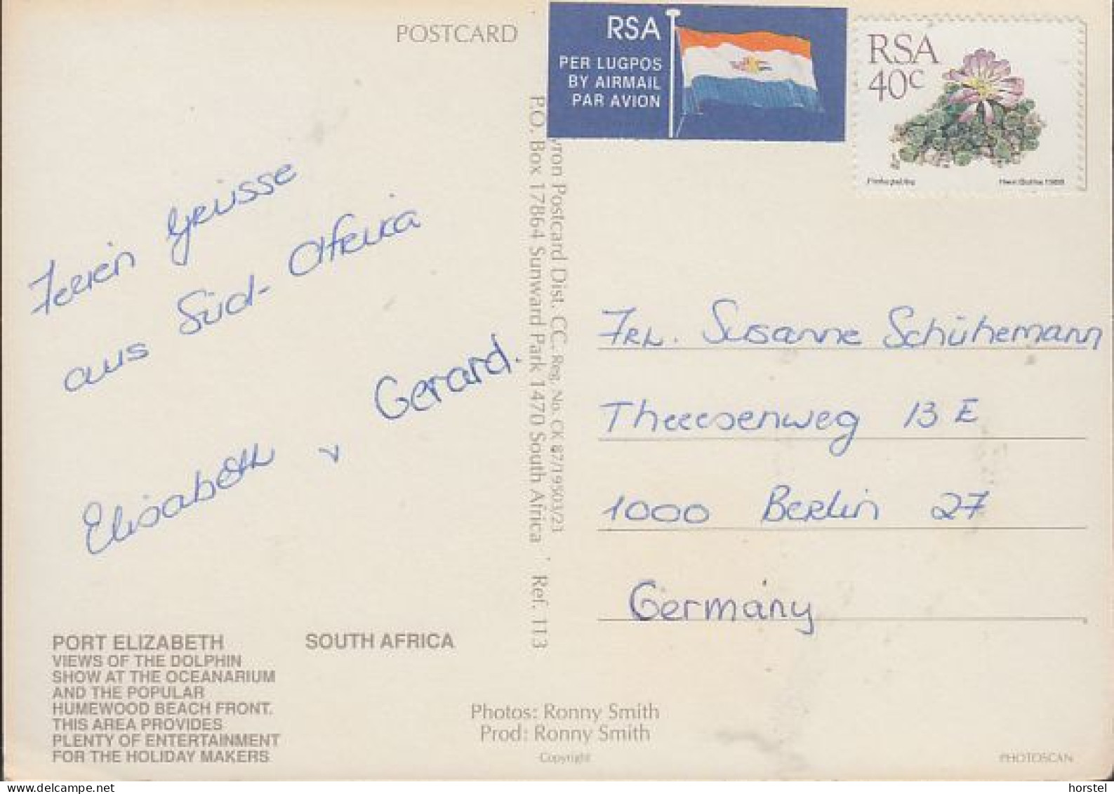 South Africa - Port Elizabeth - Four Views - Dolphin Oceanarium - Cars - VW Golf -  Nice Stamp - Afrique Du Sud