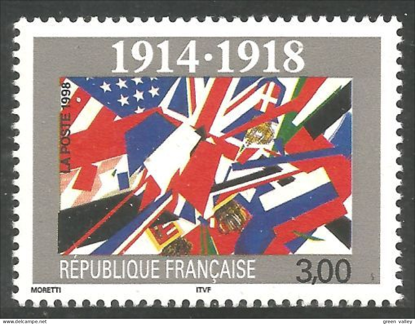 361 France Yv 3196 Armistice 1918 Drapeau Flag MNH ** Neuf SC (3196-1b) - Guerre Mondiale (Première)