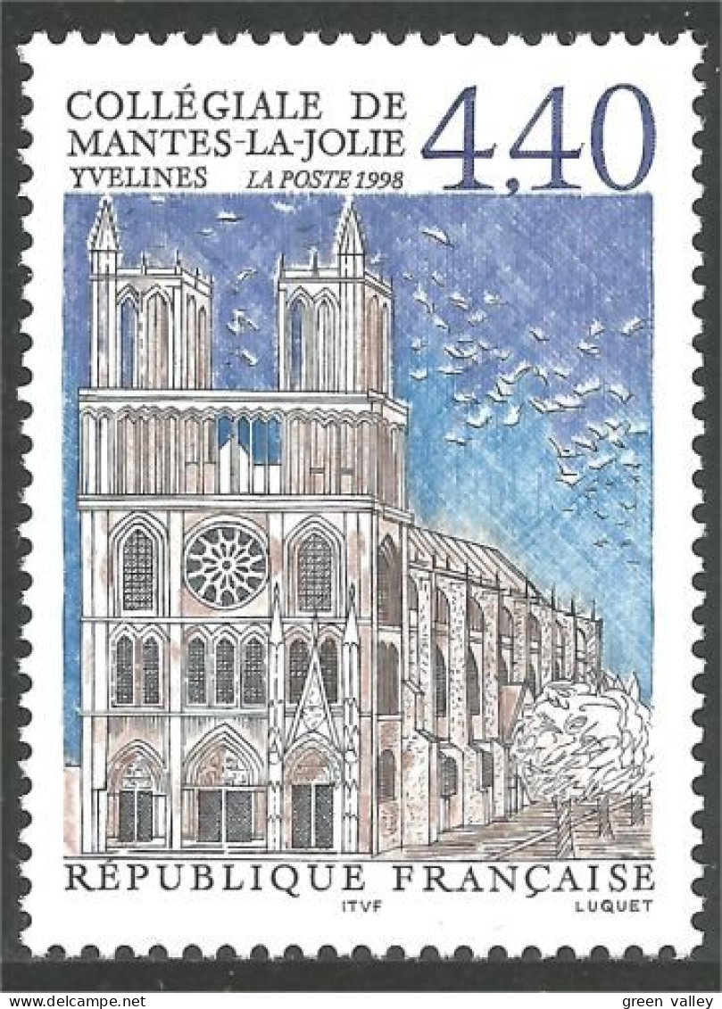 361 France Yv 3180 Collégiale Cathédrale Mantes La Jolie Cathedral MNH ** Neuf SC (3180-1) - Ungebraucht