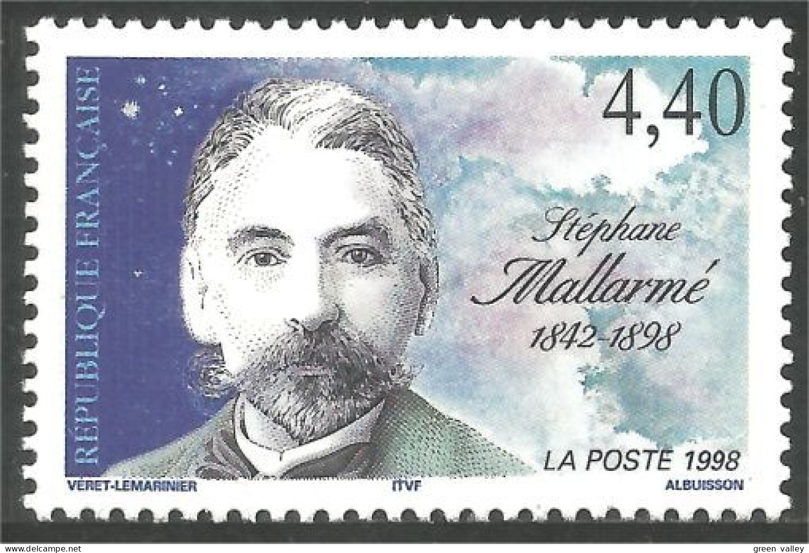 361 France Yv 3171 Stephane Mallarmé Ecrivain Writer MNH ** Neuf SC (3171-1b) - Schrijvers