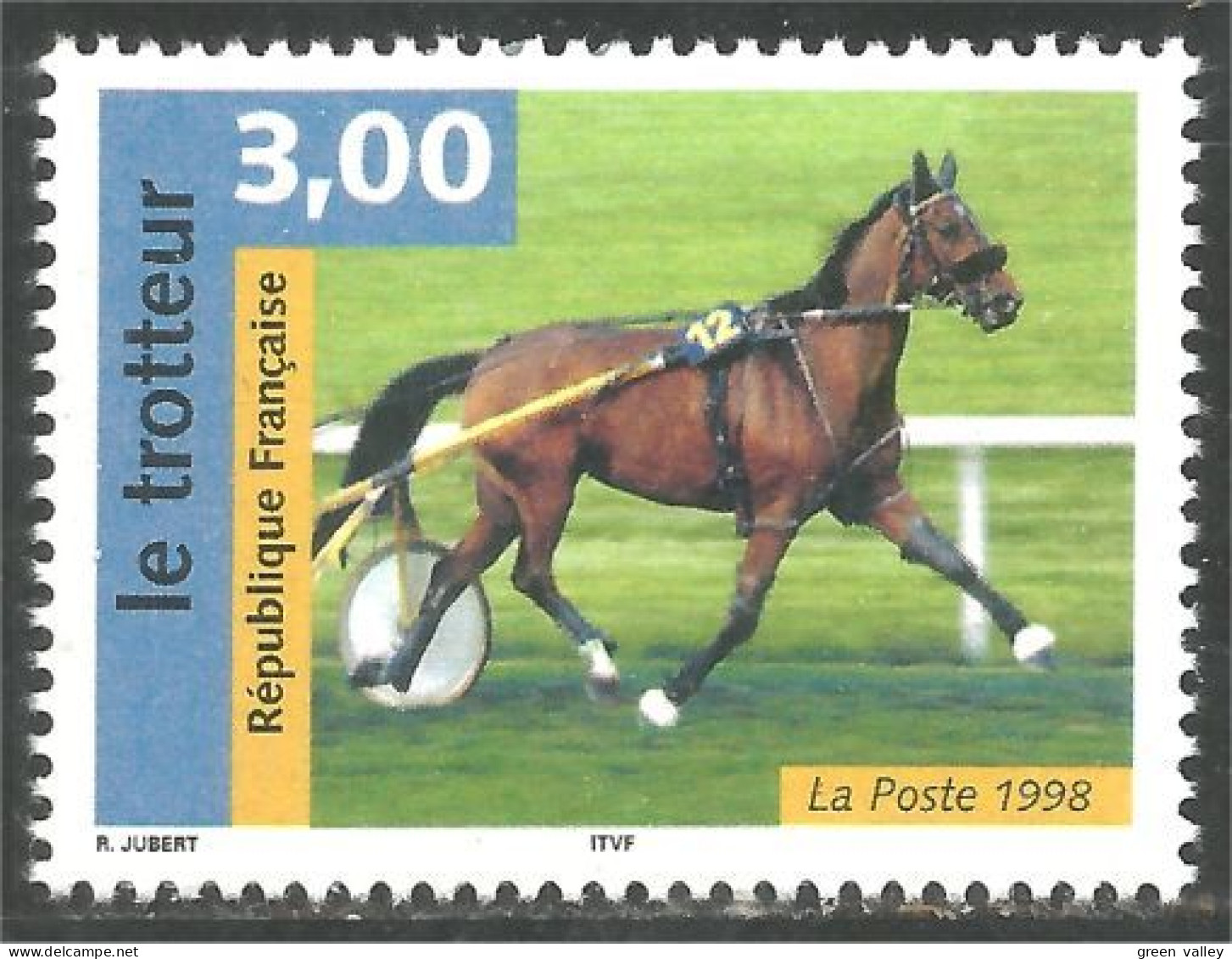 361 France Yv 3183 Trot Course Race Cheval Horse Pferd Paard Cavallo Caballo MNH ** Neuf SC (3183-1) - Reitsport