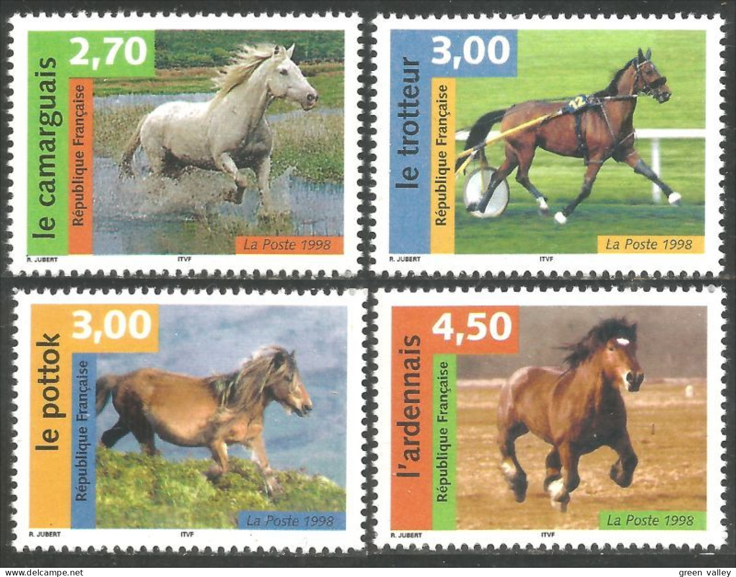 361 France Yv 3182-3185 Cheval Horse Pferd Paard Cavallo Caballo MNH ** Neuf SC (3182-3185-1) - Horses