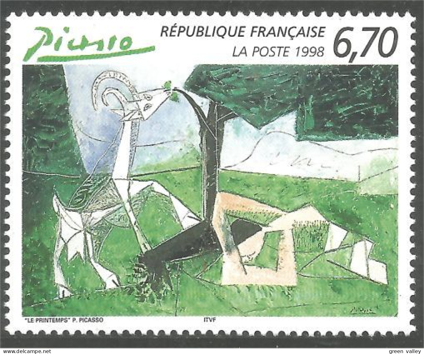 361 France Yv 3162 Picasso Chèvre Goat Ziege Capri MNH ** Neuf SC (3162-1a) - Agriculture