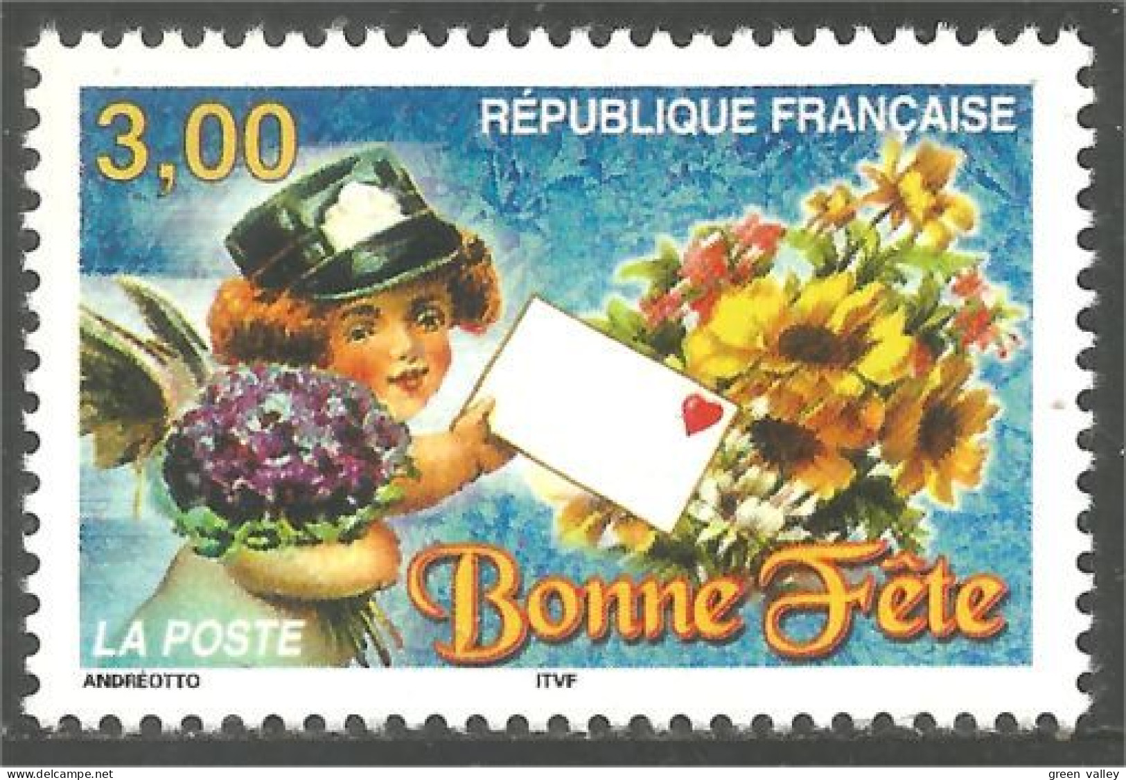 361 France Yv 3133 Bonne Fête Happy Birthday Fleurs Flowers Blume MNH ** Neuf SC (3133-1b) - Sonstige & Ohne Zuordnung