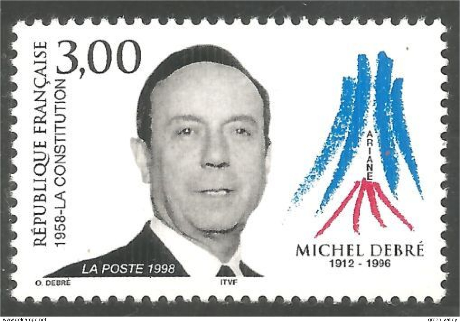 361 France Yv 3129 Ministre Michel Debré MNH ** Neuf SC (3129-1a) - Neufs