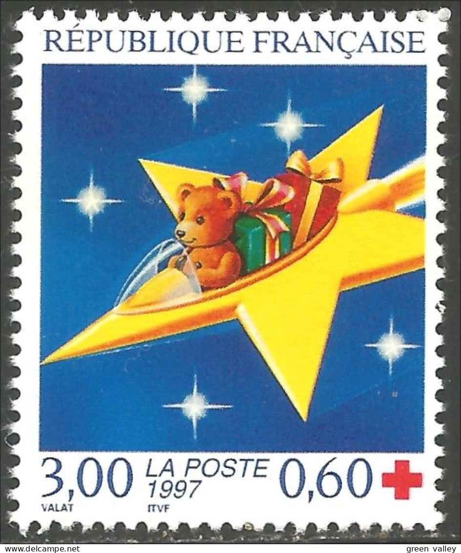 361 France Yv 3122 Croix-Rouge Cadeau Ours Peluche Teddy Bear Baer Orso Soportar Beer Urso MNH ** Neuf SC (3122-1a) - Bears