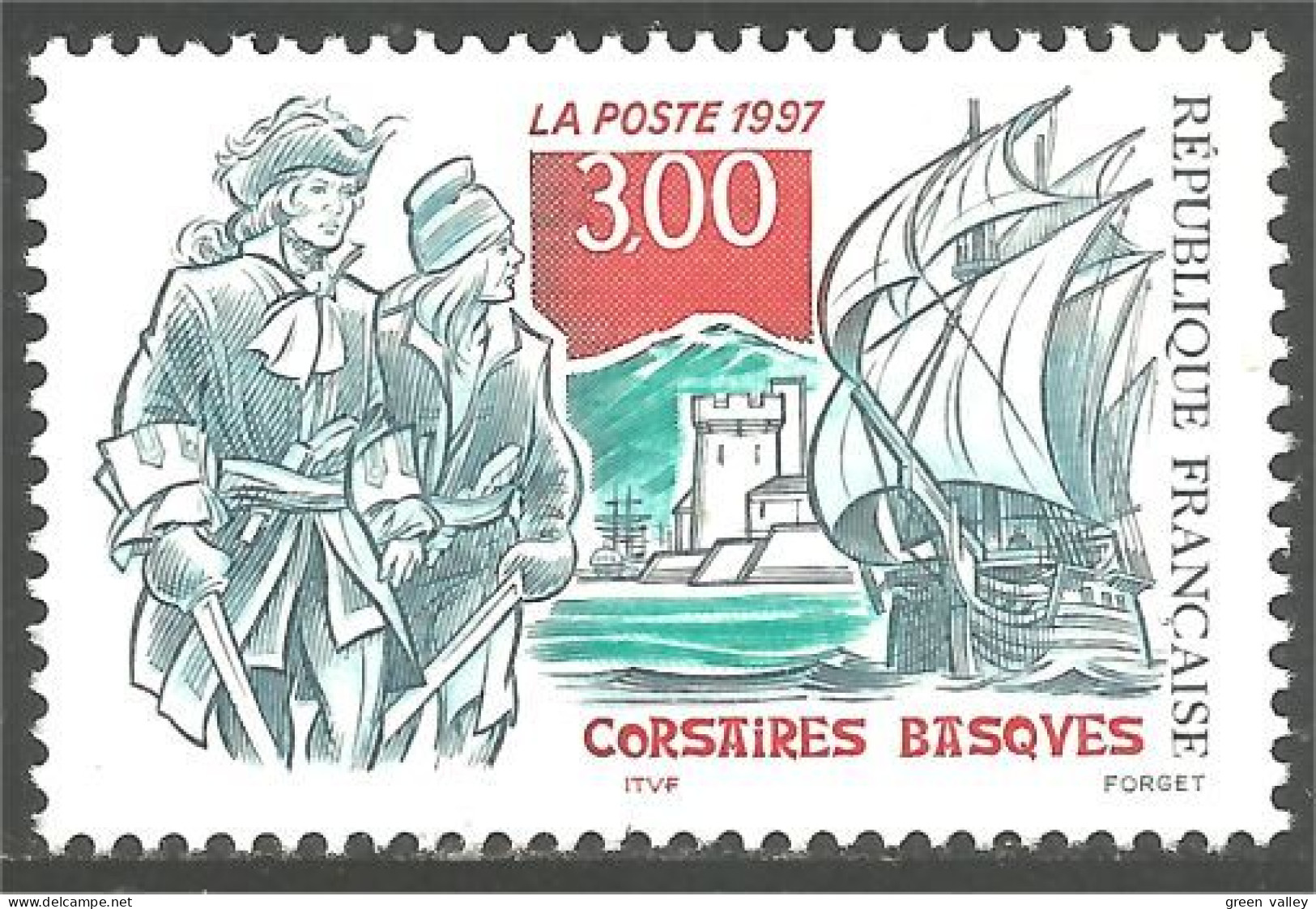 361 France Yv 3103 Corsaire Basque Corsair Voilier Bateau Sailing Ship MNH ** Neuf SC (3103-1) - Neufs