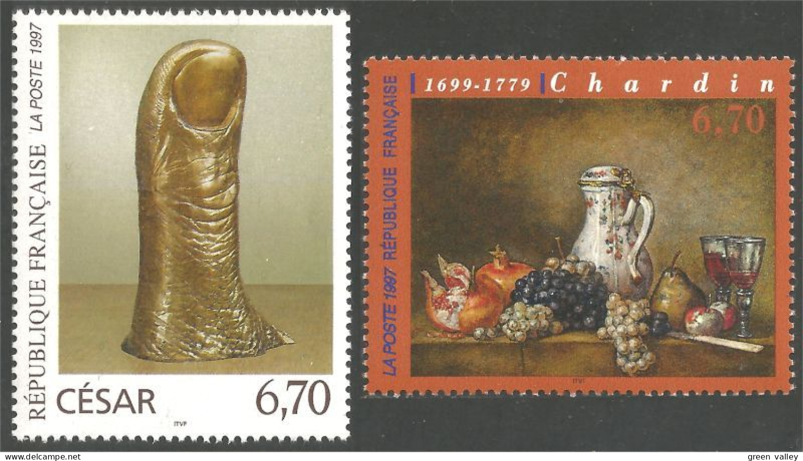 361 France Yv 3104-3105 Arts Cesar Chardin MNH ** Neuf SC (3104-3105-1) - Neufs