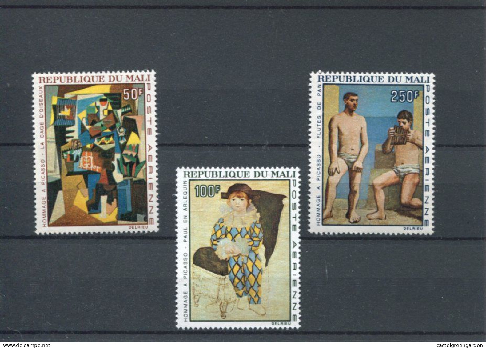 X0028 Mali, 3 Stamps **Mnh 1967 Paintings Of Picasso Mi-146/8 La Cage D'oiseaux Arlequin Flutes De Pan - Picasso