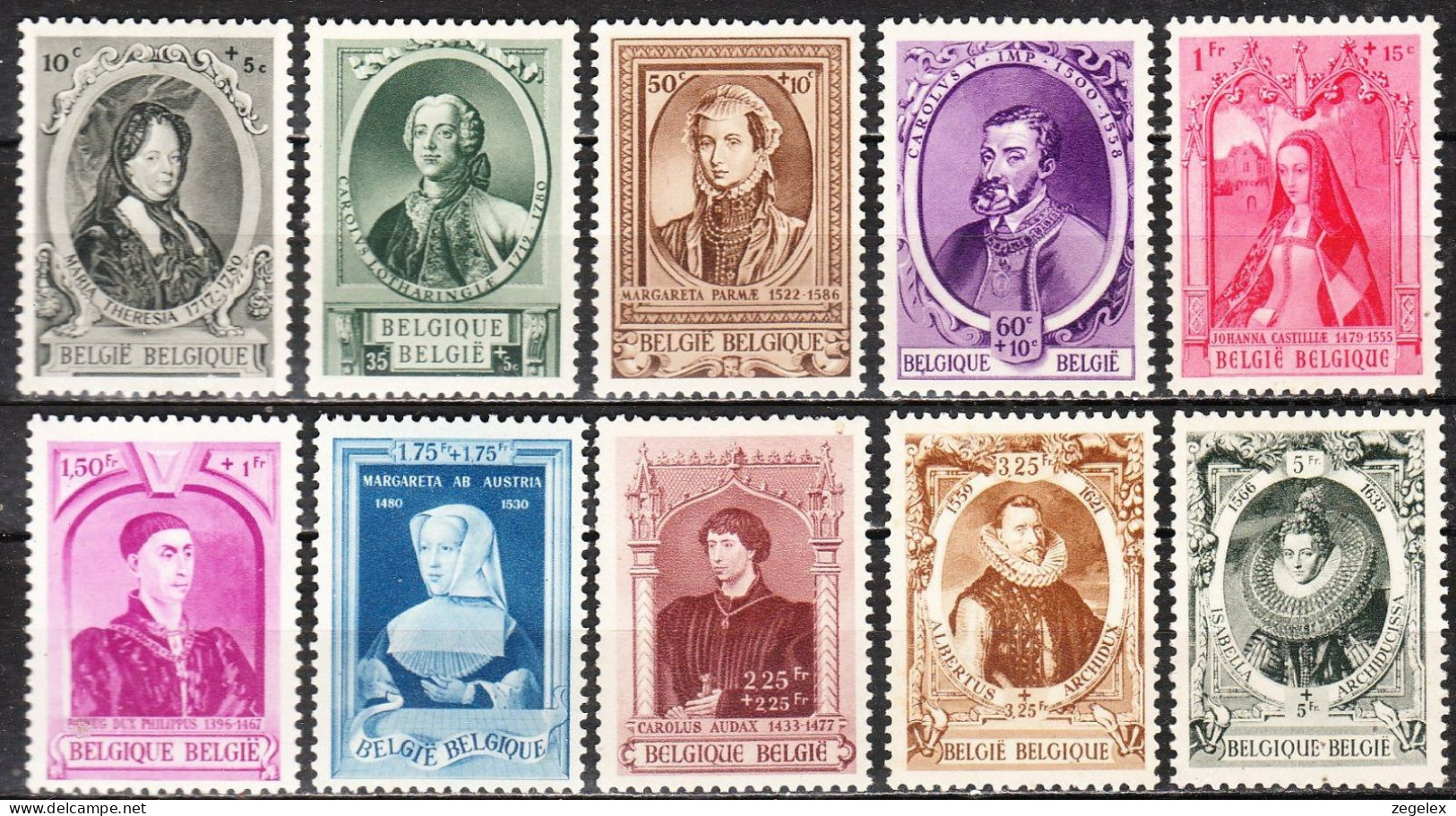 Belgie 1941 Europese Vorsten - Portraits Yv. 573-582 MH * Ongestempeld, Unused - Unused Stamps