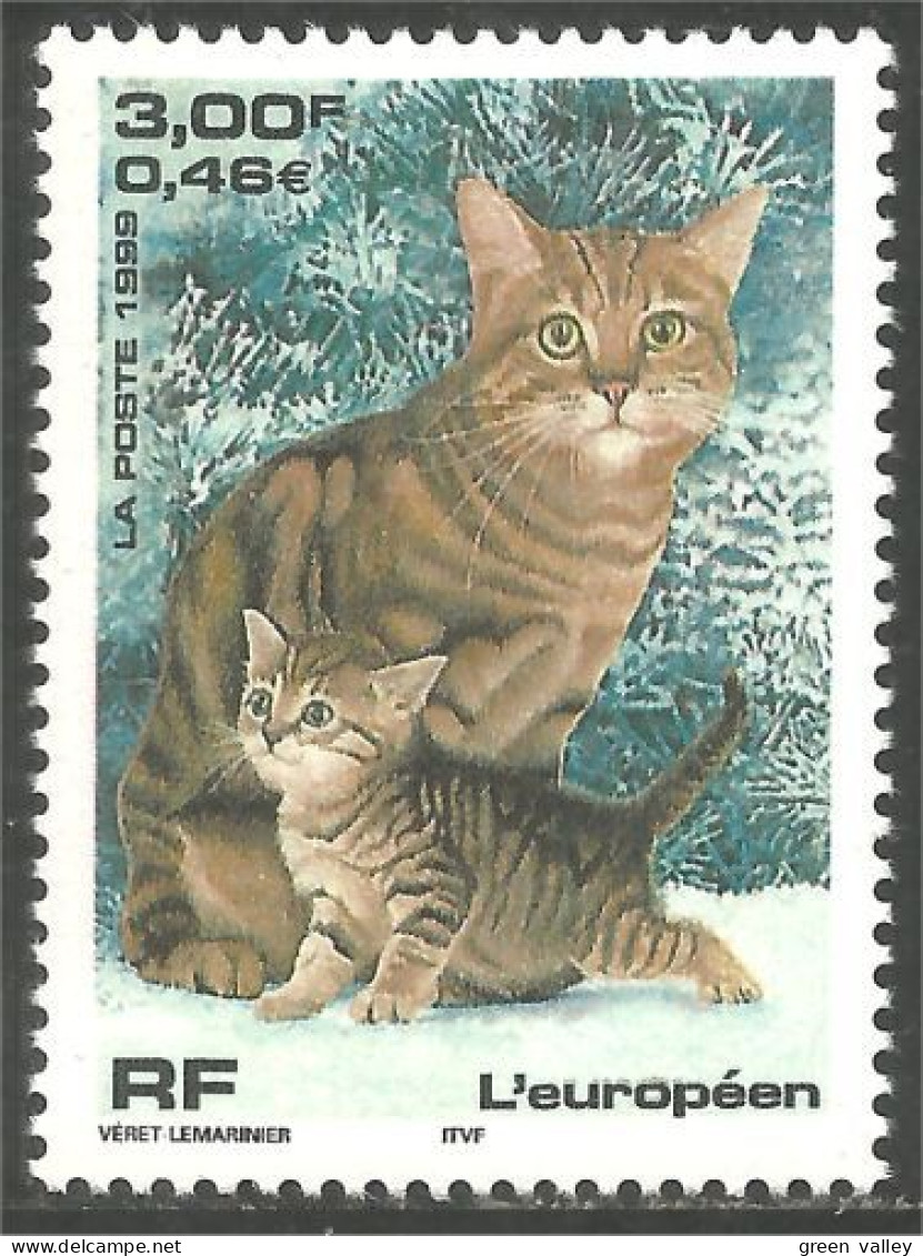 362 France Yv 3284 Nature Chat Cat Katze Gatto Gato Kat Européen MNH ** Neuf SC (3284-1) - Neufs
