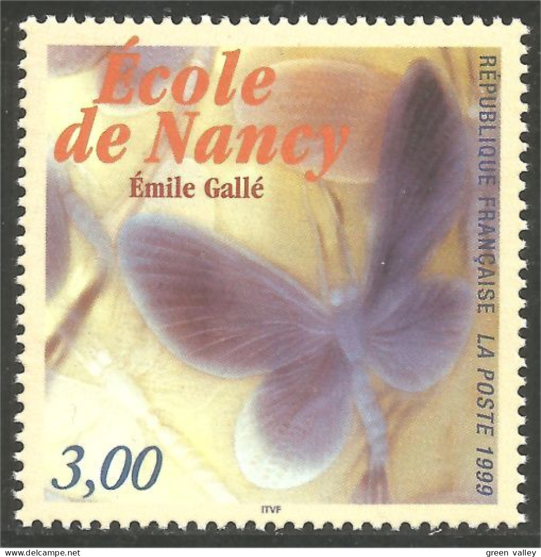 362 France Yv 3246 Papillon Butterfly Gallé Nancy Schmetterling MNH ** Neuf SC (3246-1a) - Glasses & Stained-Glasses