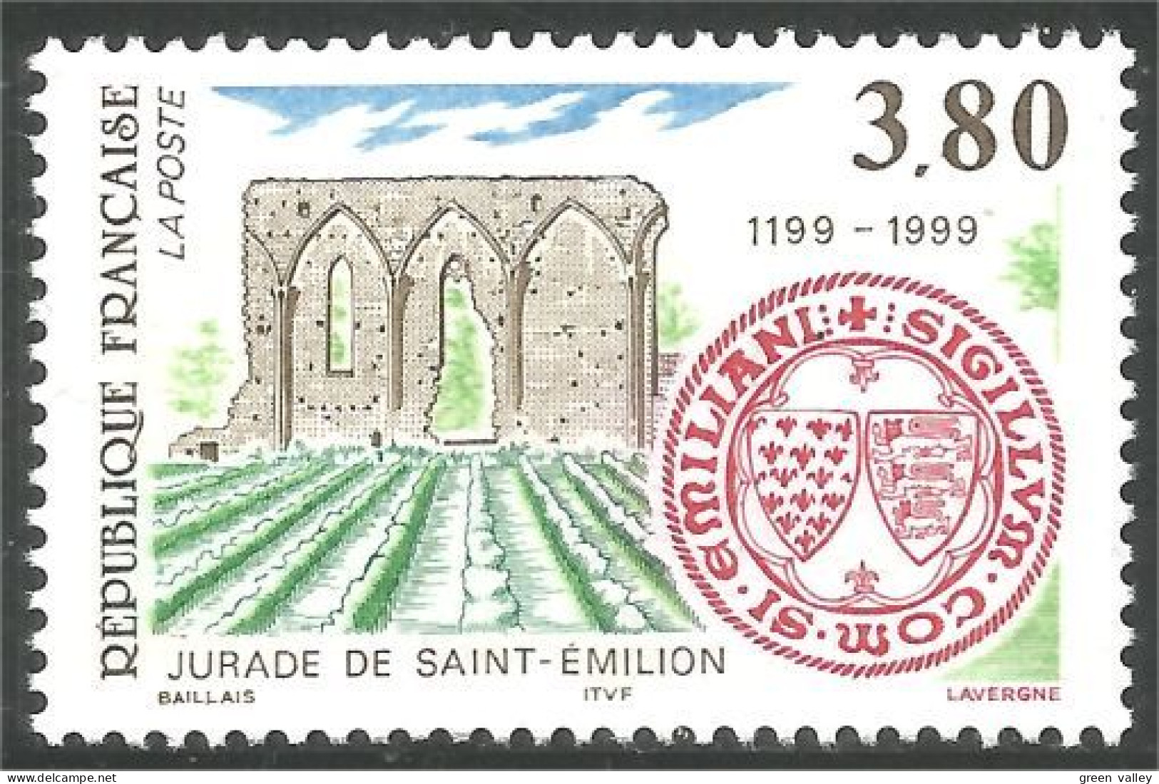 362 France Yv 3251 Saint-Émilion Vigne Wine Wein Vino Traube MNH ** Neuf SC (3251-1a) - Agricultura