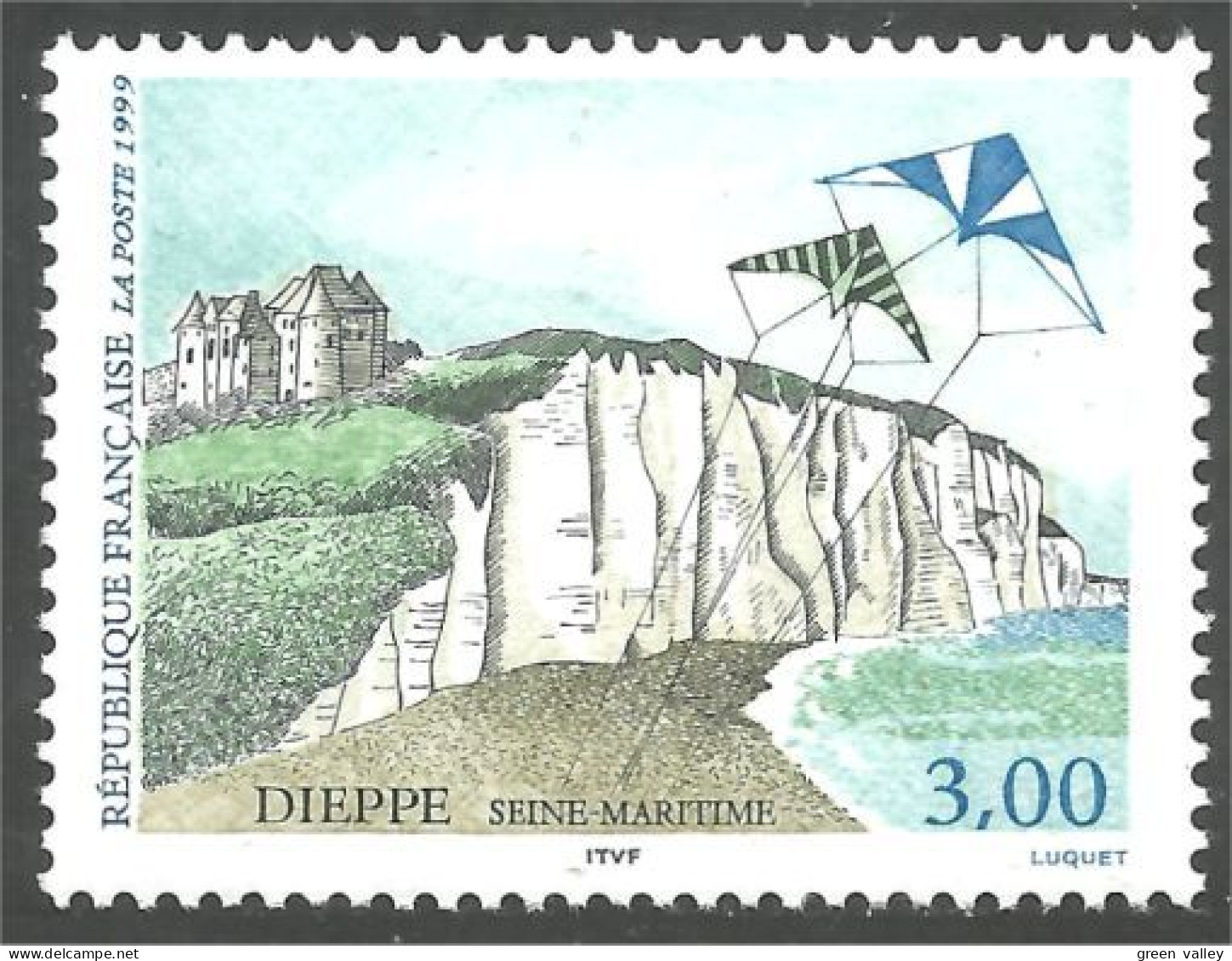 362 France Yv 3239 Dieppe Falaise Cliff Cerf-volant Kite MNH ** Neuf SC (3239-1a) - Unused Stamps