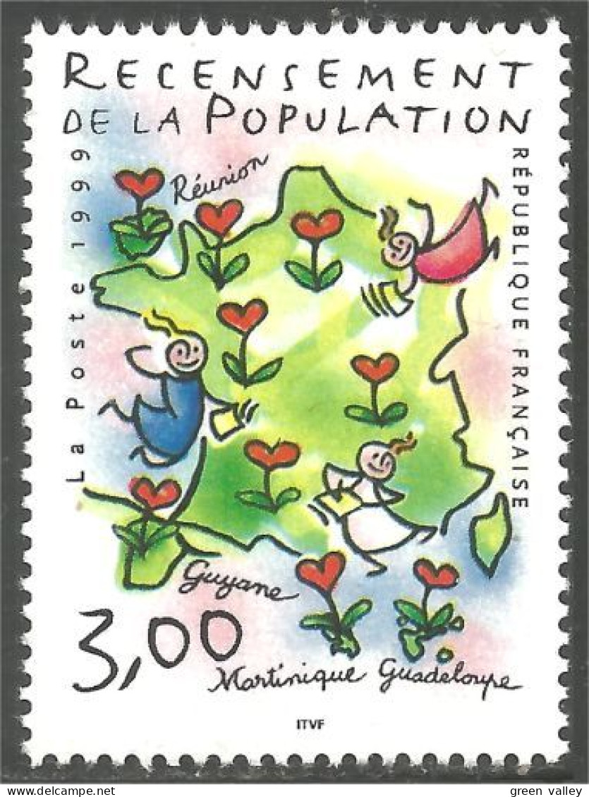 362 France Yv 3223 Recensement Census Fleur Flower Blume MNH ** Neuf SC (3223-1b) - Sonstige & Ohne Zuordnung