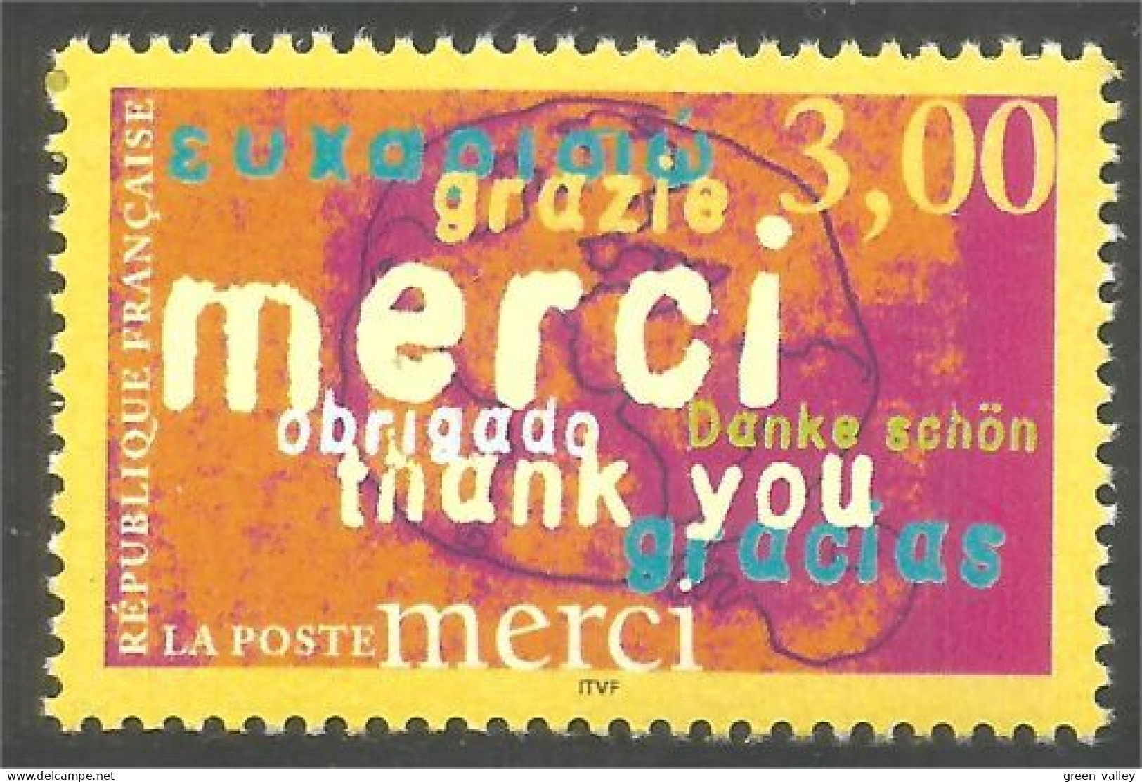 362 France Yv 3230 Merci Remerciements Thank You MNH ** Neuf SC (3230-1b) - Autres & Non Classés