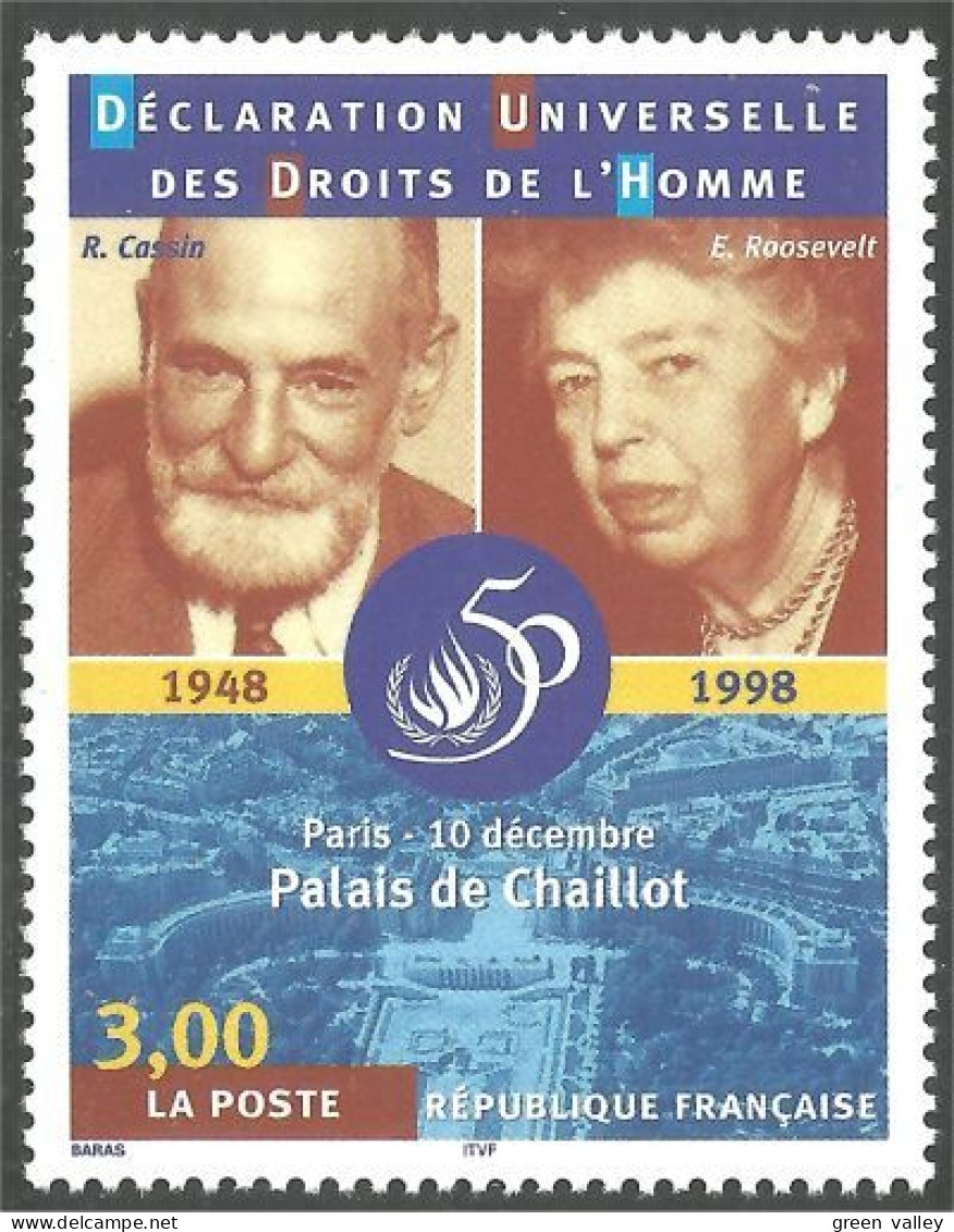 362 France Yv 3209 Droits Homme Human Rights Cassin Roosevelt MNH ** Neuf SC (3209-1b) - Beroemde Vrouwen