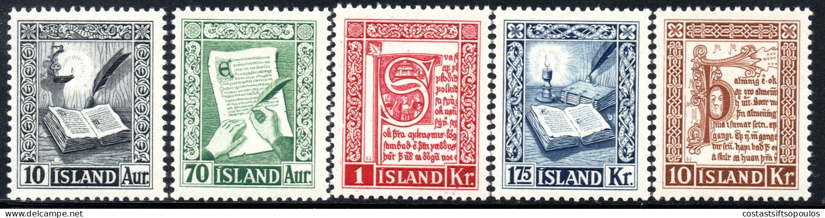 2895.ICELAND,ISLANDE 1953 OLD MANUSCRIPTS #245-249 MNH,VERY FINE AND FRESH. - Nuovi