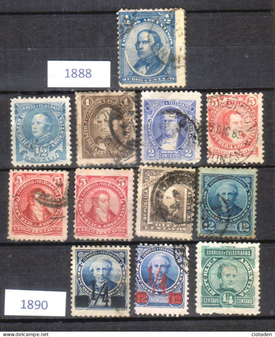 Argentine - 1888-1890 Personnalités - 12 Timbres - Usati