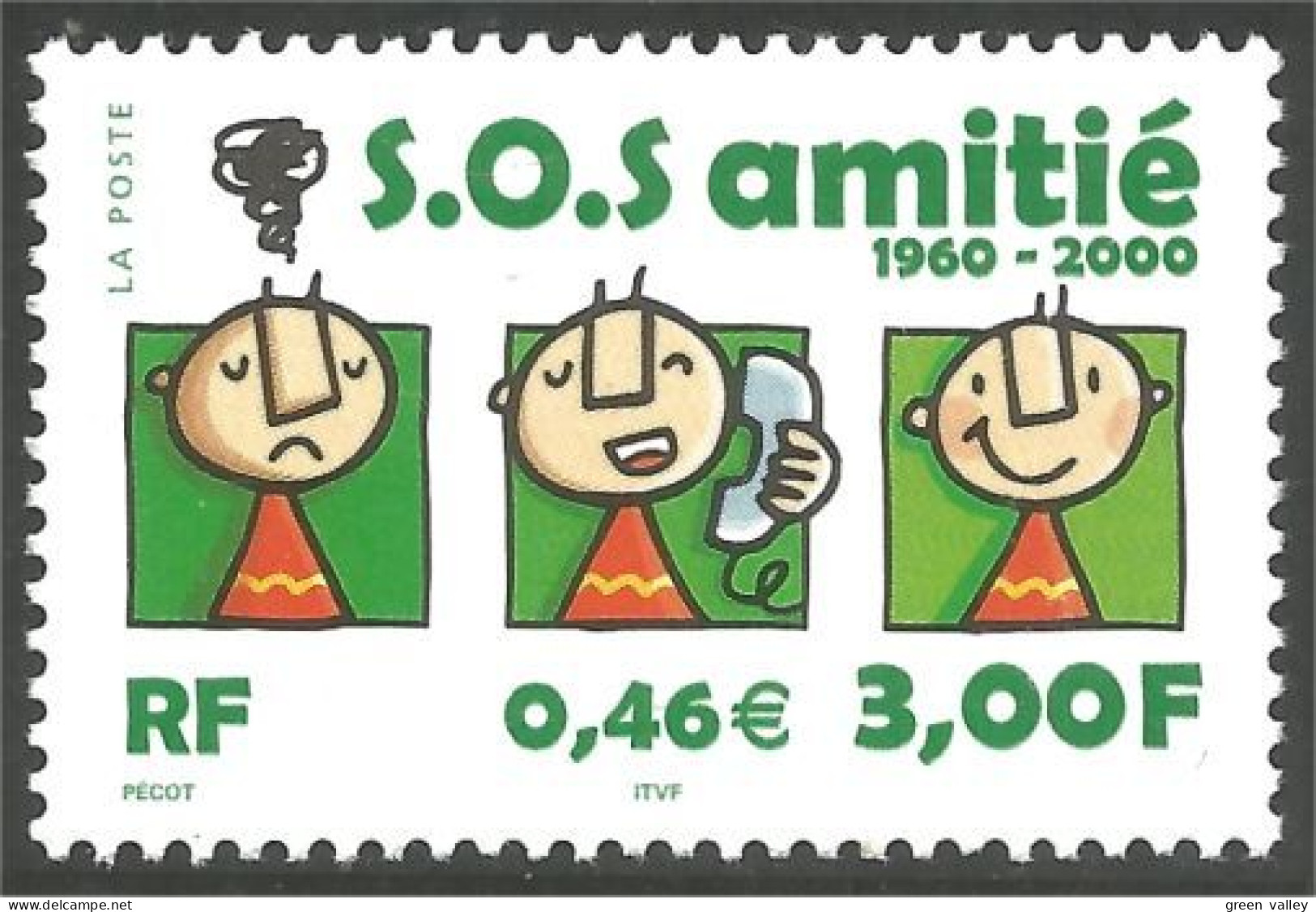 363 France Yv 3356 SOS Amitié Friendship Telephone Communications MNH ** Neuf SC (3356-1d) - Autres & Non Classés