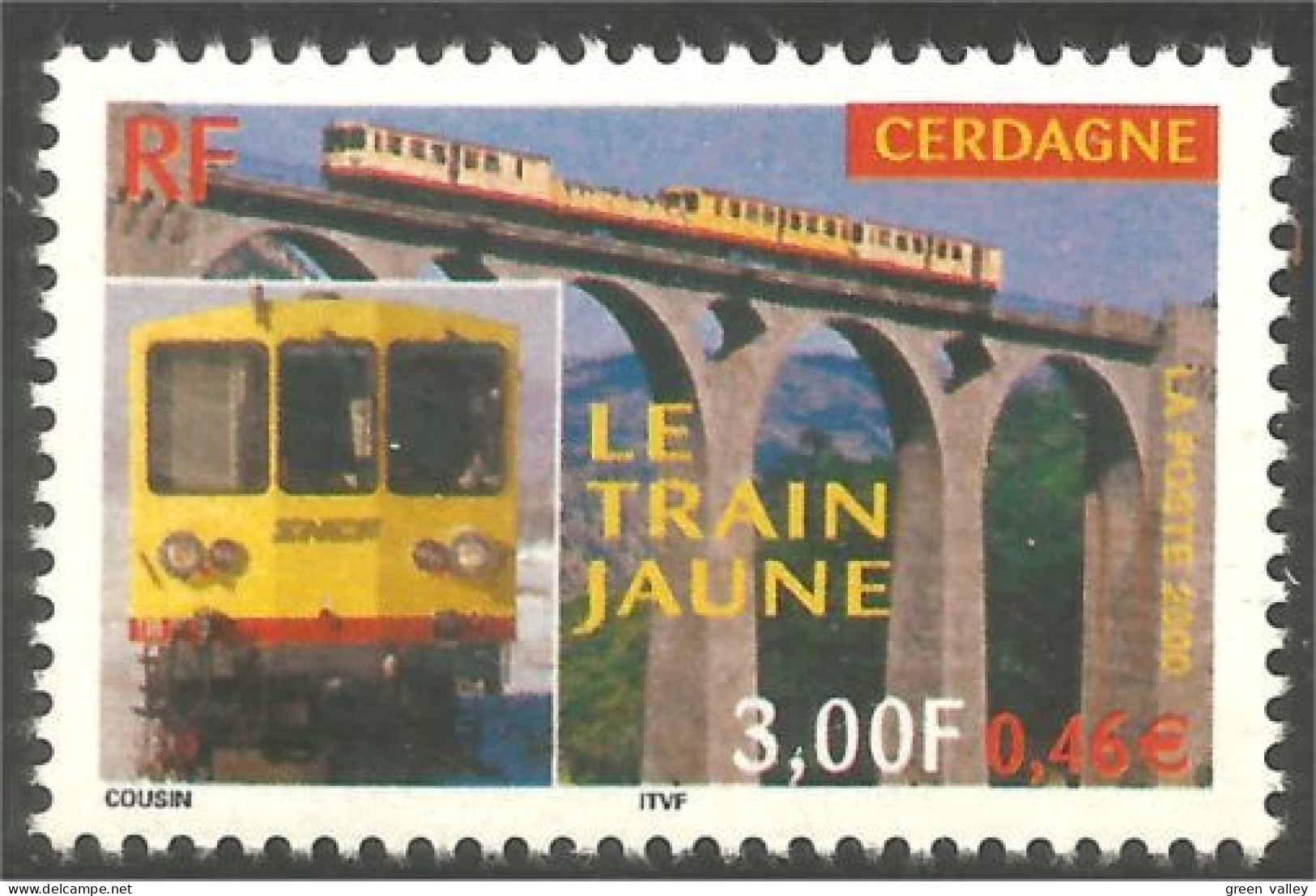 363 France Yv 3338 Train Jaune Cerdagne Railway Zug Locomotive Treno MNH ** Neuf SC (3338-1c) - Autres & Non Classés