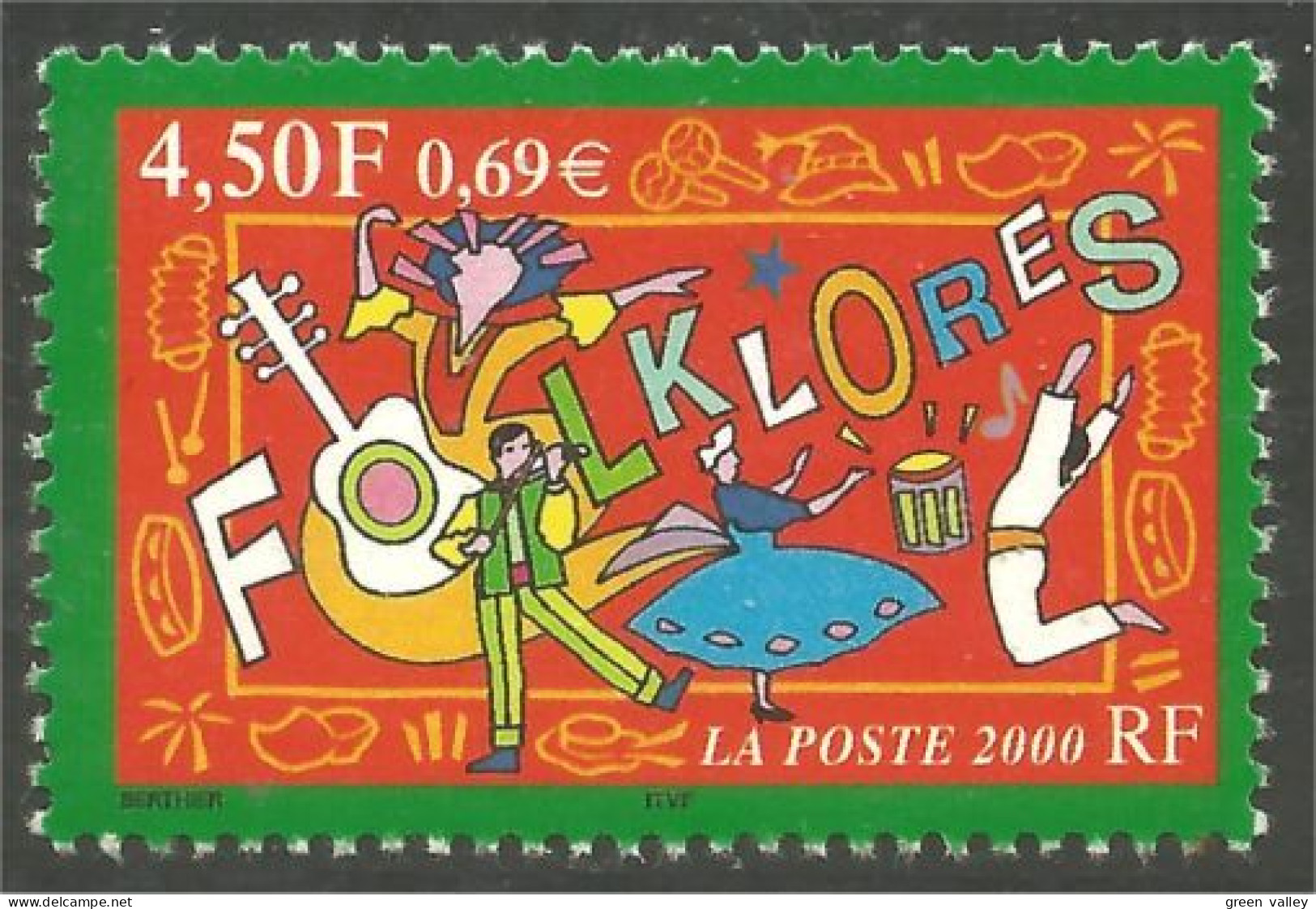 363 France Yv 3339 Folklore Danse Dance Tanz Musique Music MNH ** Neuf SC (3339-1b) - Danse