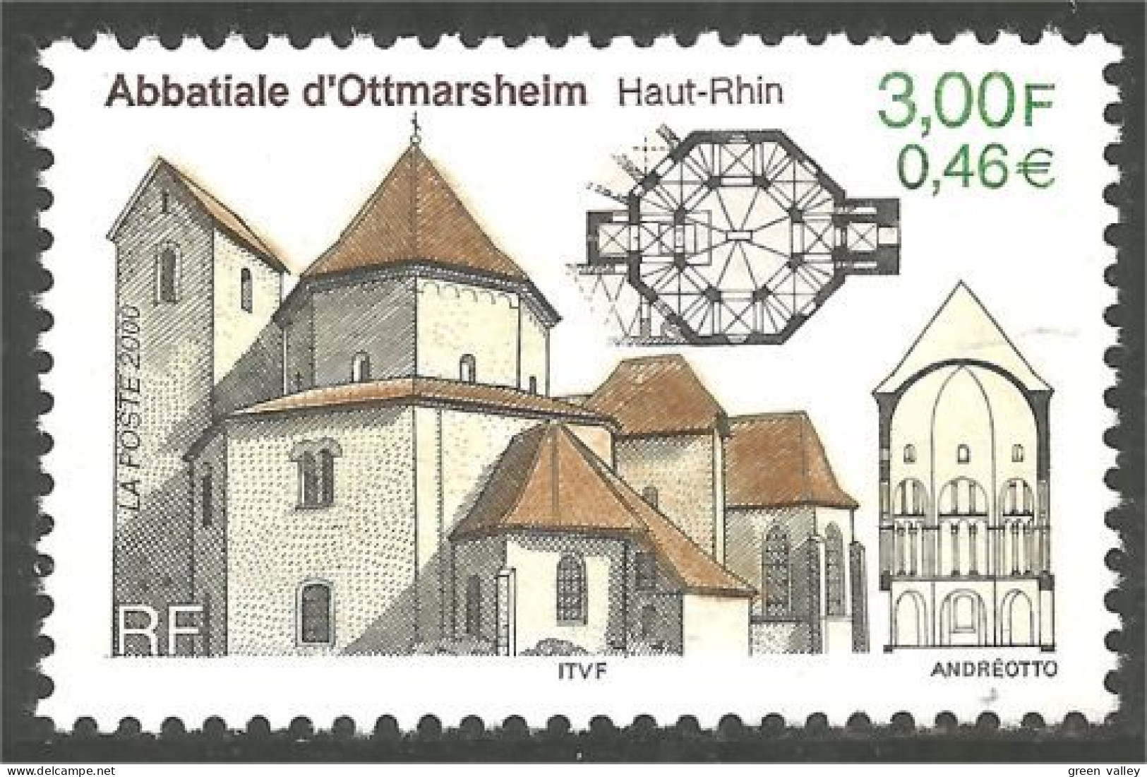 363 France Yv 3336 Abbaye Abbatiale Ottmarsheim Abbey MNH ** Neuf SC (3336-1d) - Andere & Zonder Classificatie