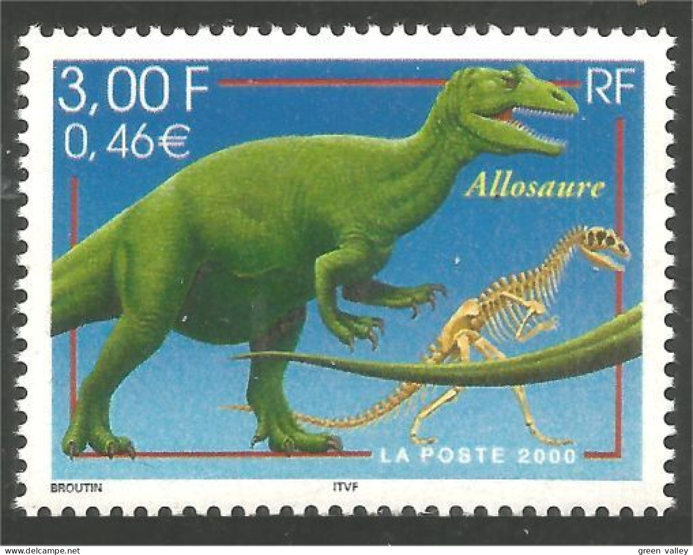 363 France Yv 3334 Dinosaure Dino Dinosaur Allosaure MNH ** Neuf SC (3334-1c) - Altri & Non Classificati