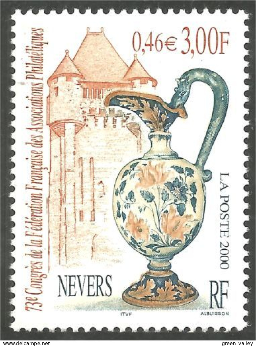 363 France Yv 3329 Vase Faience Nevers MNH ** Neuf SC (3329-1c) - Porselein