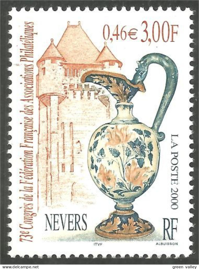363 France Yv 3329 Vase Faience Nevers MNH ** Neuf SC (3329-1c) - Porcellana