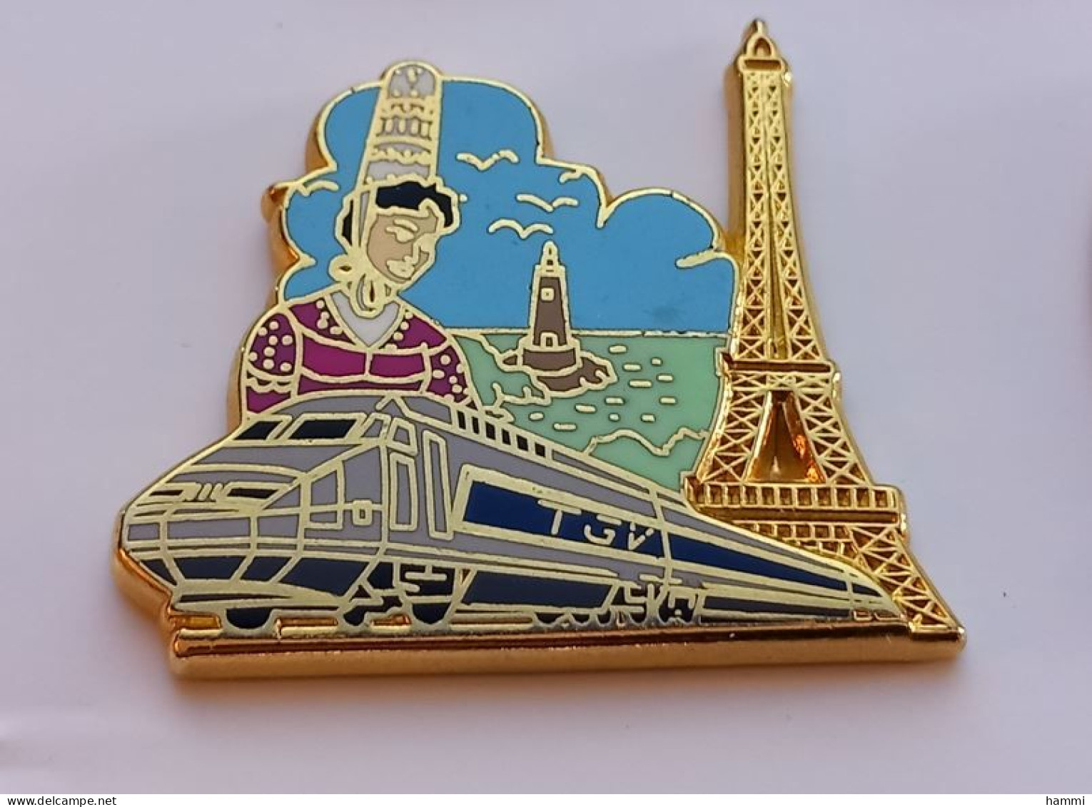 N436 Gros Pin's SNCF TGV Train Gris Tour Eiffel Phare Bretagne Bigourdine  Ballard Achat Immédiat - TGV