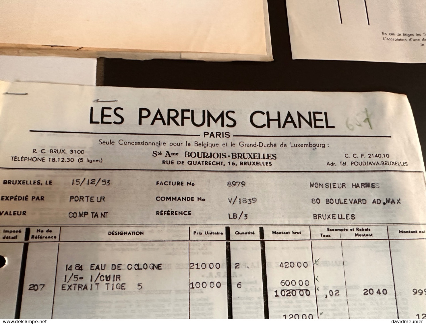 Lot De Vielles Factures Parfums Année 50’s Rochas Chanel Cory Guerlain … - Droguerie & Parfumerie