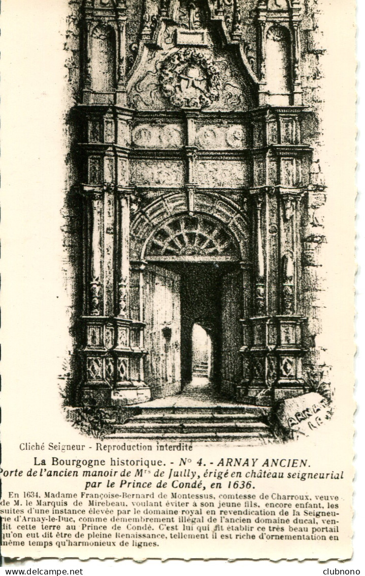 CPSM -  ARNAY ANCIEN - PORTE DE L'ANCIEN MANOIR DE M. DE JUILLY  (IMPECCABLE) - Arnay Le Duc