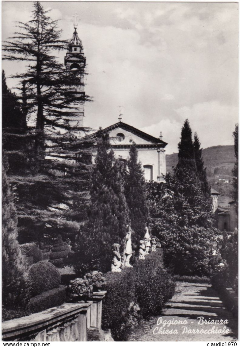 OGGIONO BRIANZA - (LECCO) CARTOLINA  - CHIESA PARROCCHIALE - VIAGGIATA PER TRENTO - 1956 - Lecco