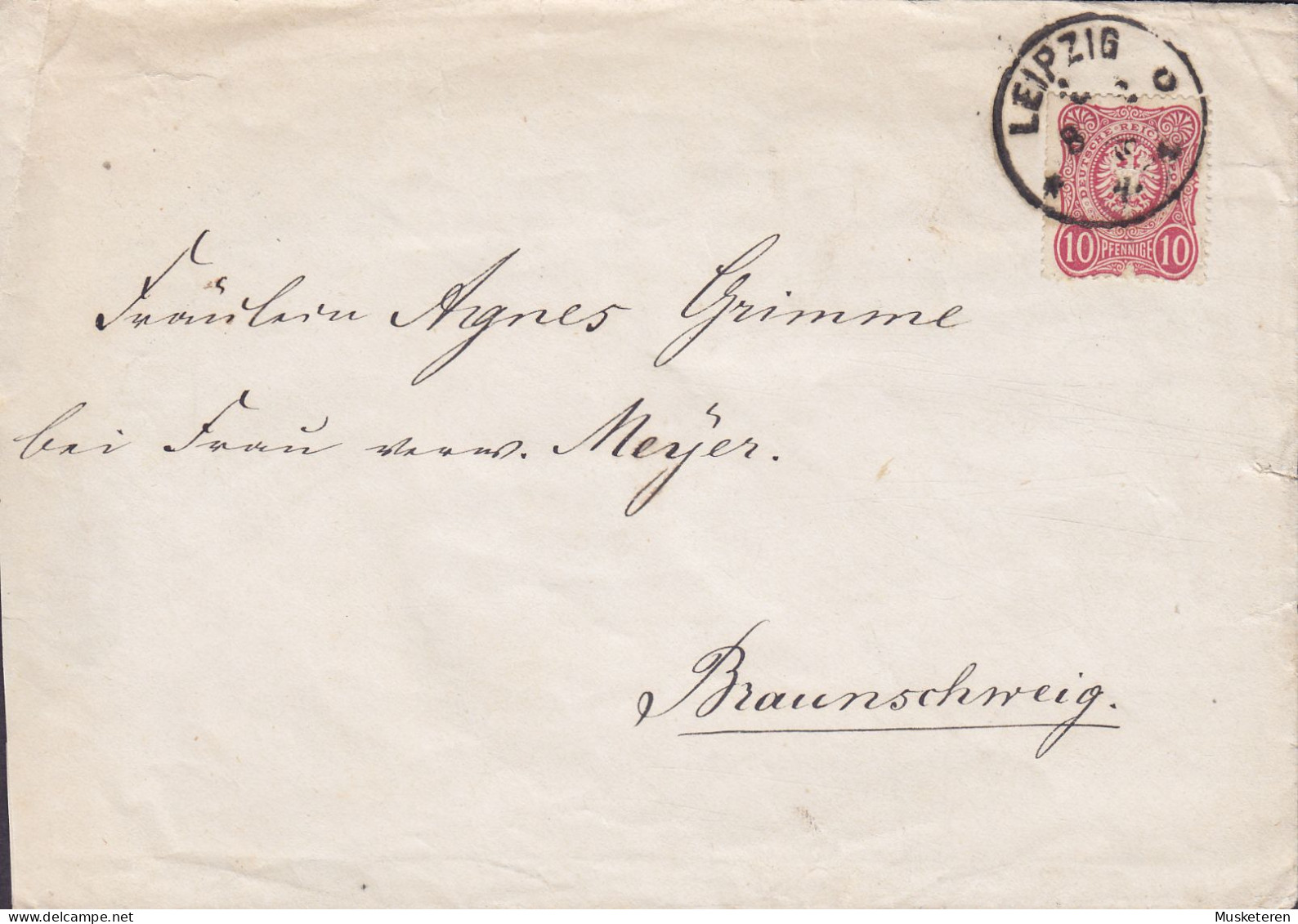 Deutsche Reichspost ADVOCAT DR. FISCHER Vignette LEIPZIG 187? Cover Brief BRAUNSCHWEIG ANKUNFT (Arr.) 10 Pf(e) (4 Scans) - Other & Unclassified