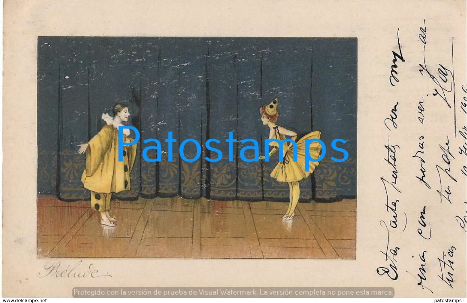 227044 ART ARTE COUPLE PIERROT CIRCULATED TO ARGENTINA POSTAL POSTCARD - Ohne Zuordnung