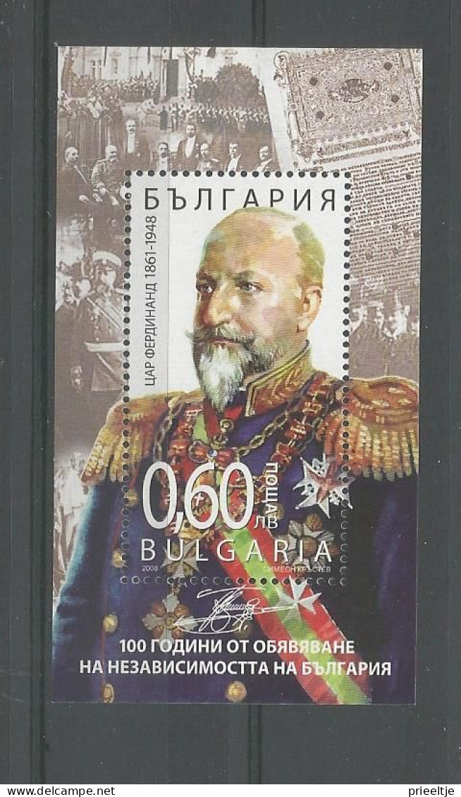 Bulgaria 2008 100Y. Independance S/S Y.T. BF 248 ** - Blocchi & Foglietti