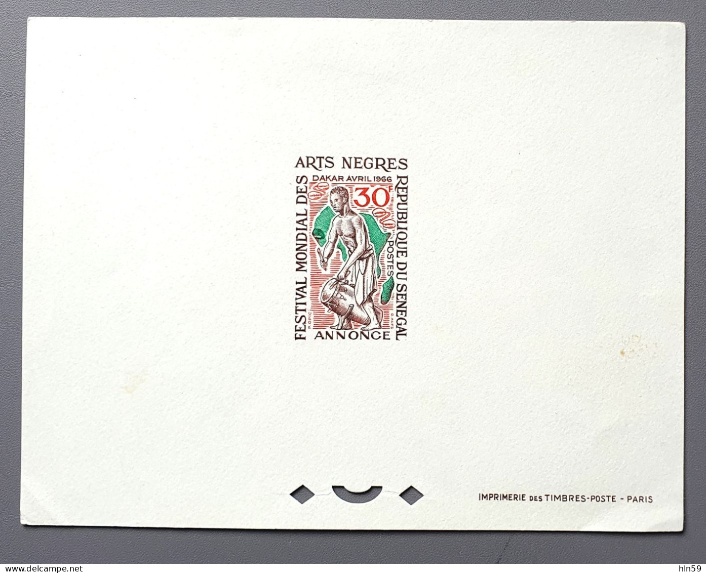 SENEGAL - 1966 - EPREUVE DE LUXE  PROOF CARD - FESTIVAL MONDIAL DES ARTS NEGRES -  YT 276 - Senegal (1960-...)