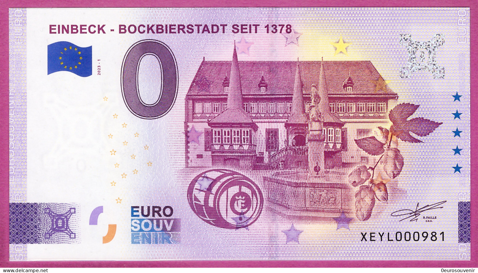 0-Euro XEYL 2023-1 EINBECK - BOCKBIERSTADT SEIT 1378 - Essais Privés / Non-officiels