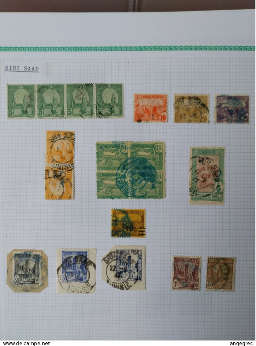 Tunisie Lot Timbre Oblitération Choisies  Sidi Saad  Dont Fragment, Cachet Octogonal Et Bleu  Voir Scan - Used Stamps