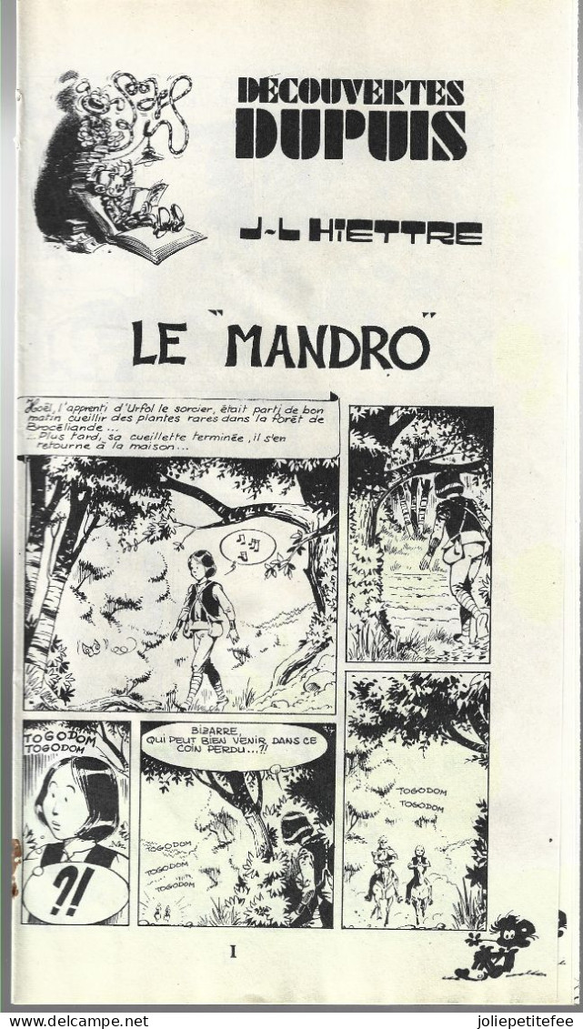 Découverte Dupuis.   LE MANDRO - J-L HIETTRE.     6/11/1975. - Spirou Magazine