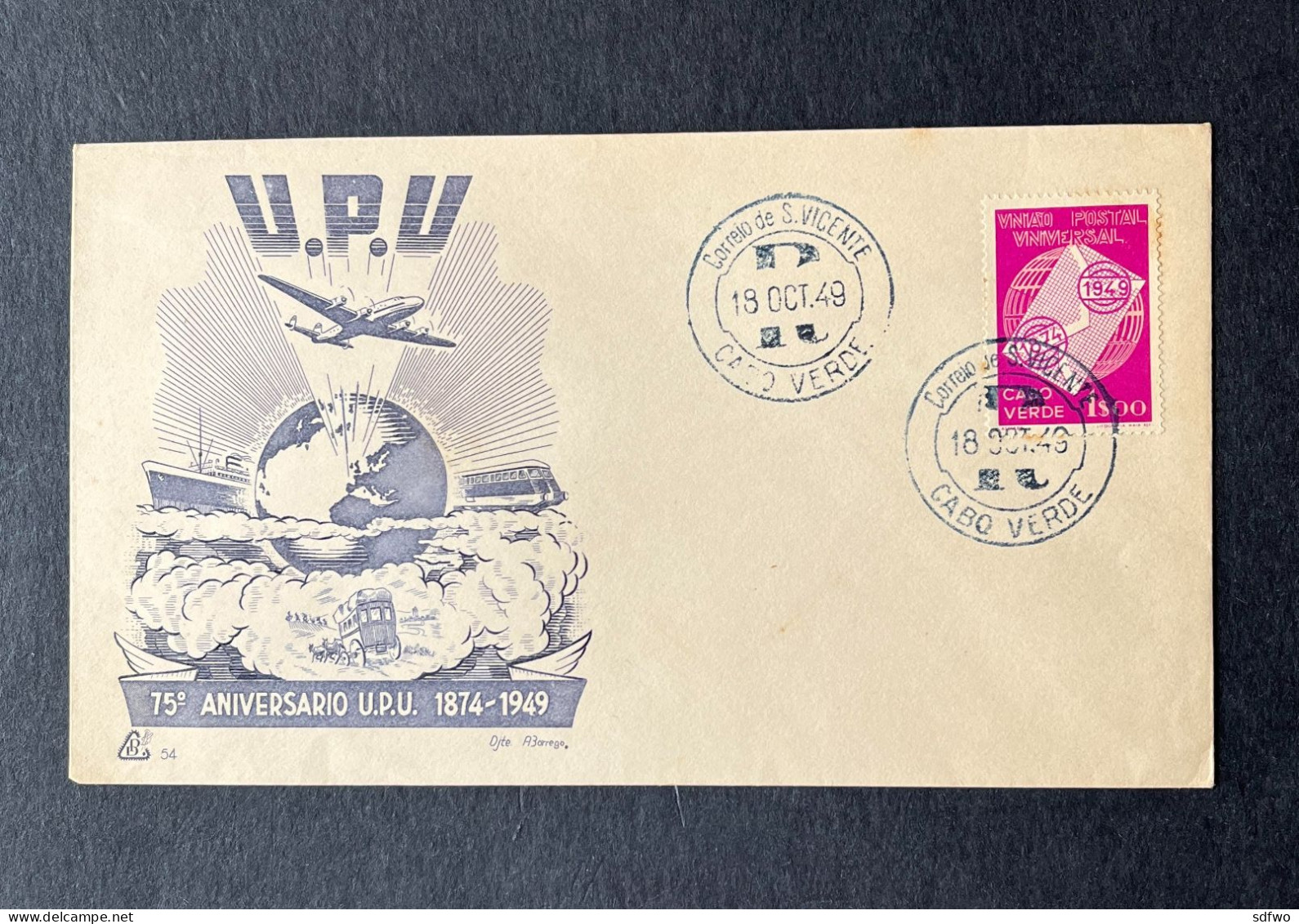 (G) Cape Verde Cabo Verde - 1949 75th Anniv. Of UPU FDC - 18 Oct 1949 - Cap Vert