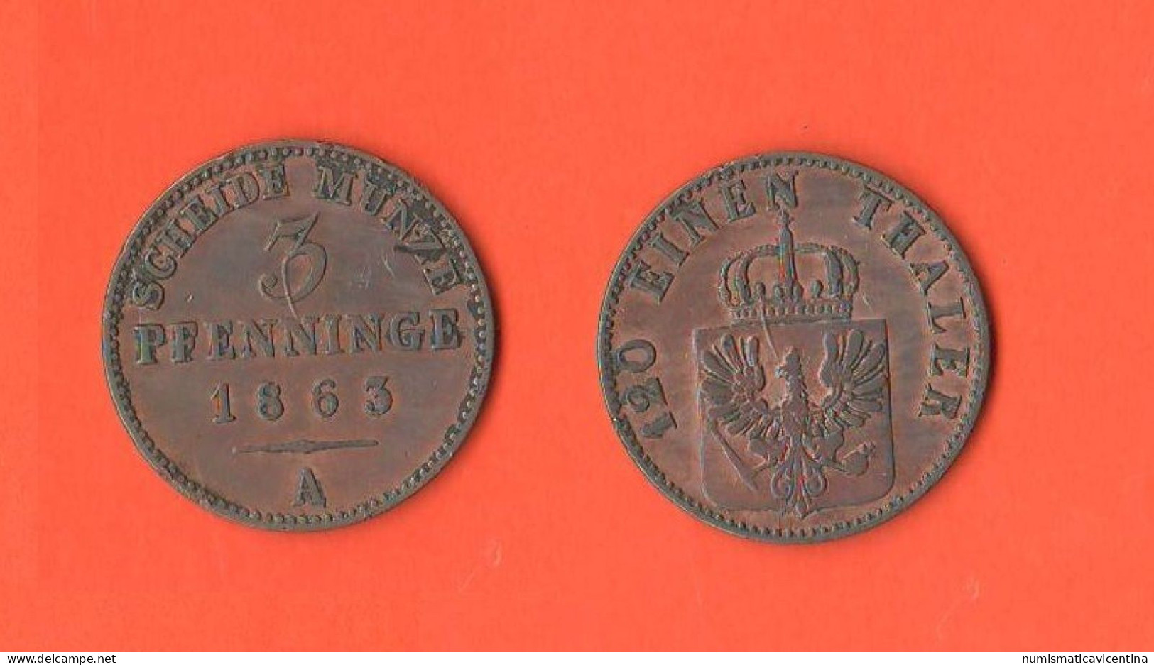 Preussen Prussia 3 Pfenninge 1863 A Prussie German States - Small Coins & Other Subdivisions