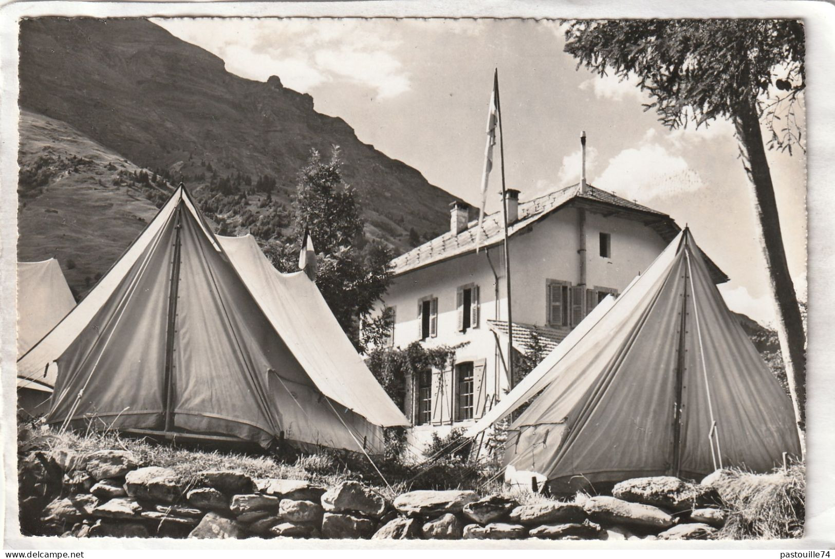 CPSM :  14 X 9  -  Campement De La Jeunesse De L'Action Biblique. - Les Echenaz Et Le Versant Sud Du Mont Joly - Les Contamines-Montjoie