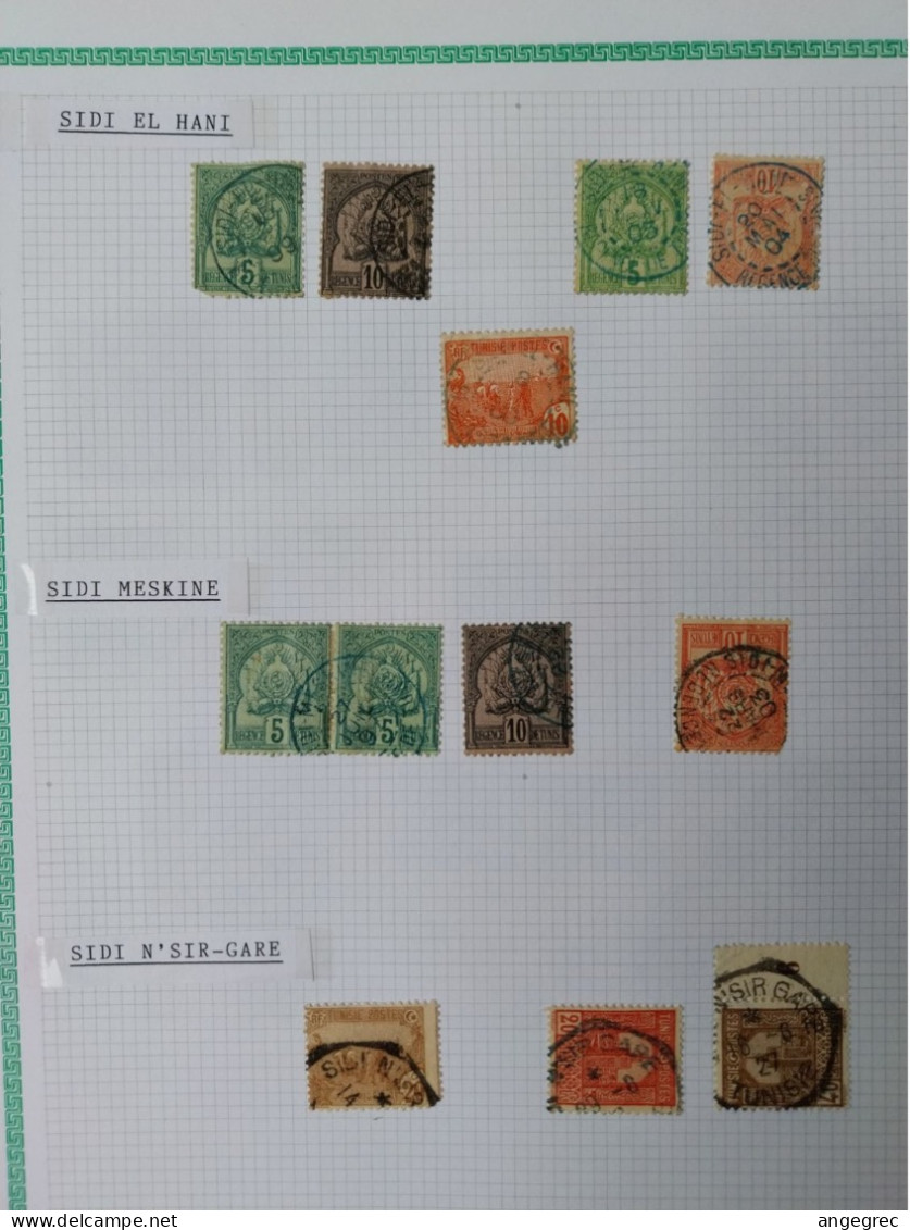 Tunisie Lot Timbre Oblitération Choisies Sidi El Hani, Sidi Meskine, Sidi N'Sir Gare, Fragment, Cachet Octogonal Et Bleu - Used Stamps