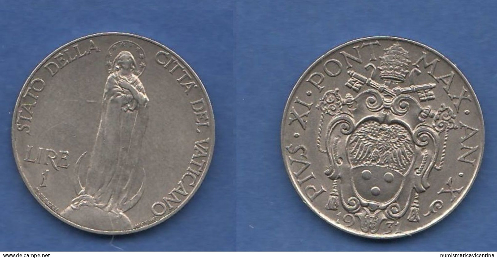 VATICANO 1 Lira 1931 Papa Pio XI°  Vatikan City Pius XI° Nickel Coin  C 22 - Vaticano